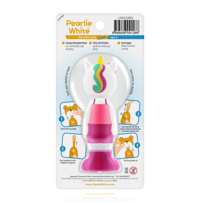 Bàn chải đánh răng lông mềm cho bé hình Ngựa Kỳ Lân BrushCare Kids Pop-Up Extra Soft