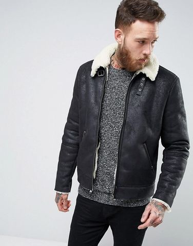 Áo khoác da Faux Shearling Jacket