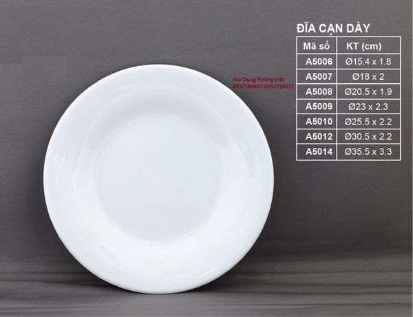 Dĩa Cạn Dầy Melamine Trắng VCP