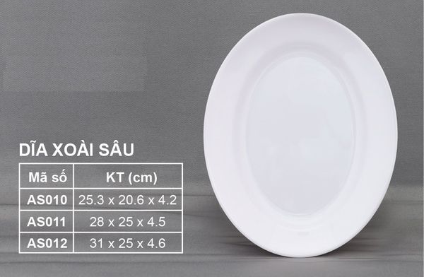 Dĩa Xoài Sâu Melamine Trắng VCP