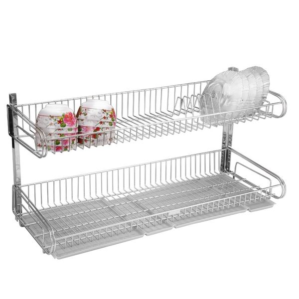 Kệ Úp Chén Dĩa 2 Tầng Inox 304 Goda 7 Tấc Có Khay