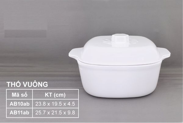 Thố Vuông Melamine Trắng VCP