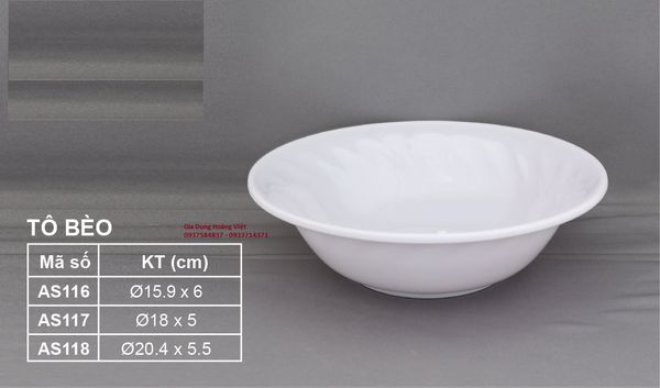 Tô Bèo Melamine Trắng VCP