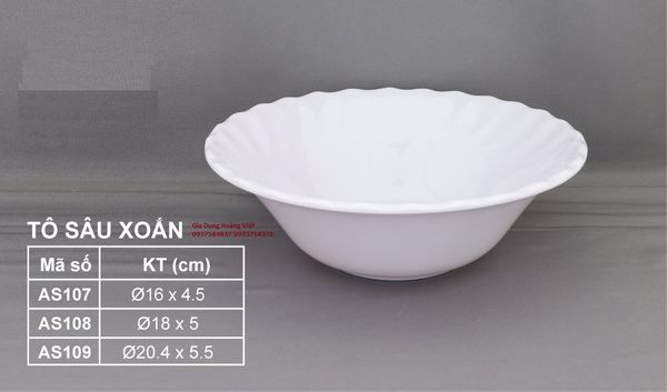 Tô Sâu Xoắn Melamine Trắng VCP