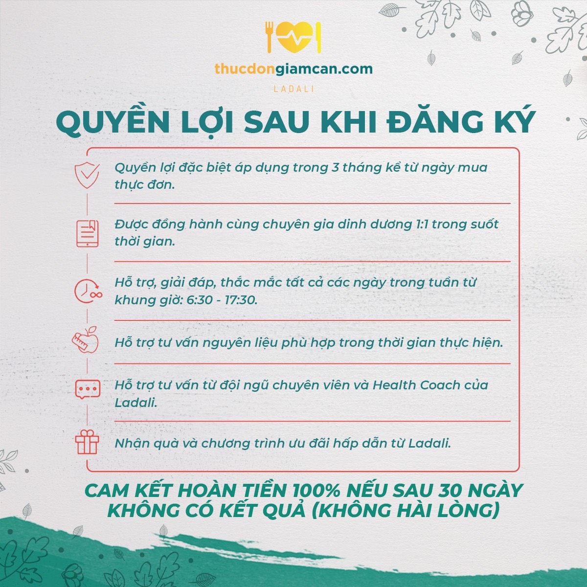  Thực đơn giảm cân cho nữ  (Gói cơ bản 30 ngày) 