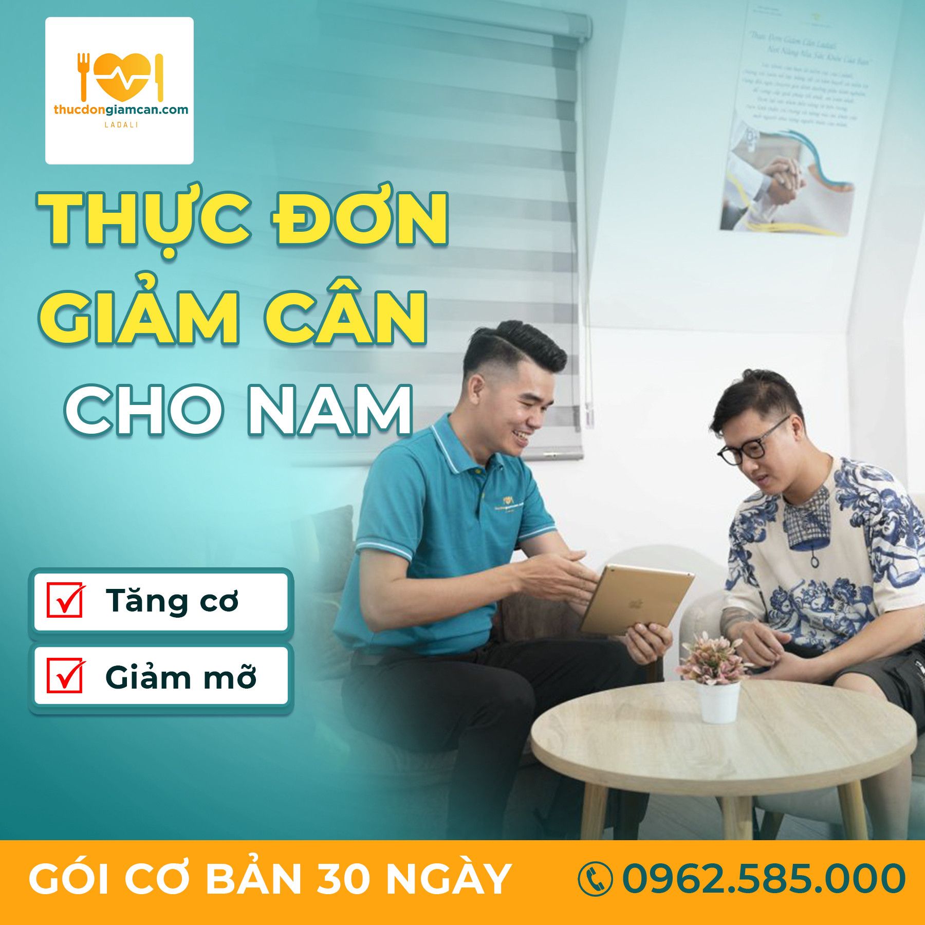  Thực đơn giảm cân cho nam (Gói cơ bản 30 ngày) 