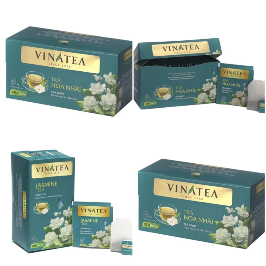 Combo 4 hộp trà Vinatea Hoa Nhài túi lọc hộp 50g