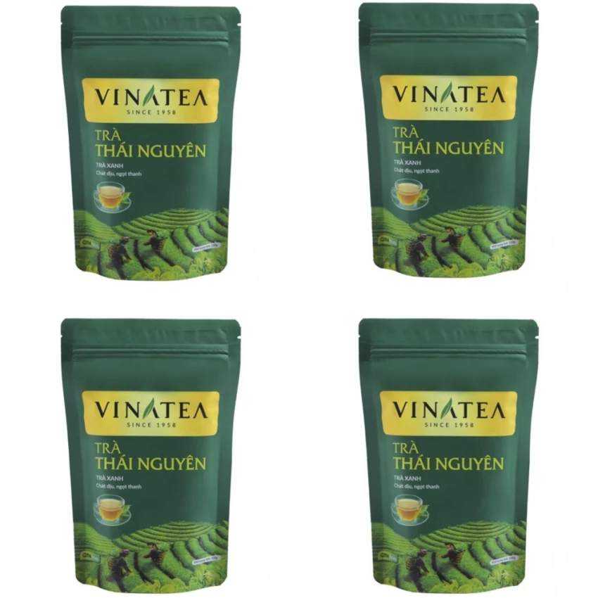 Combo 4 gói trà Vinatea Thái Nguyên sợi rời túi ziplock 100g