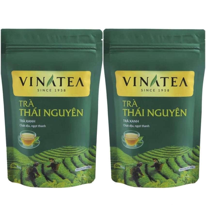 Combo 2 túi Trà Vinatea Thái Nguyên sợi rời túi ziplock 200g