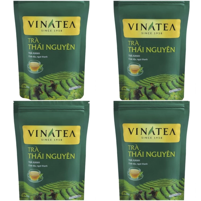 Combo 4 túi Trà Vinatea Thái Nguyên sợi rời túi ziplock 200g