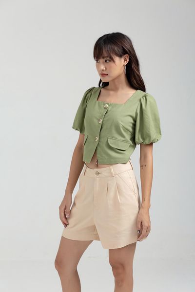 Áo kiểu Nữ Croptop Tay Phồng WBL 2014