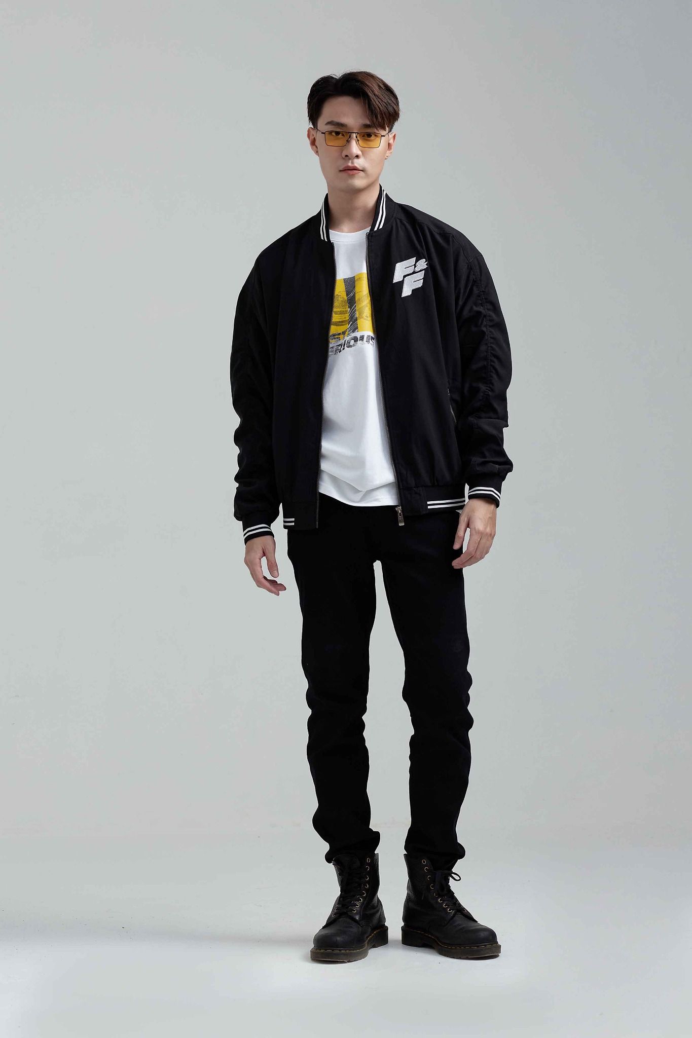 Áo Khoác Nam Bomber Dù Oversize Bo Sọc Thêu Logo FF MOP 1027 -