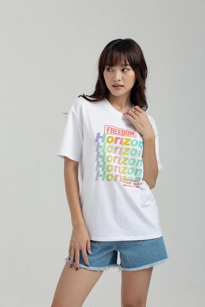 Áo Thun Nữ Relax Fit In Graphic Chuyển Màu Horizon WTS 2188