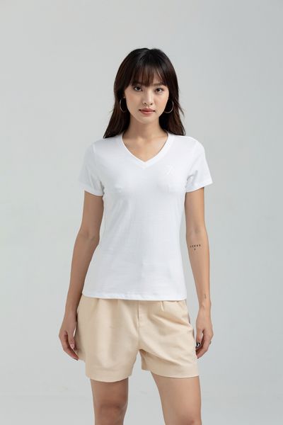 Áo thun Nữ Cổ Tim Basic In Logo X WTS 2174