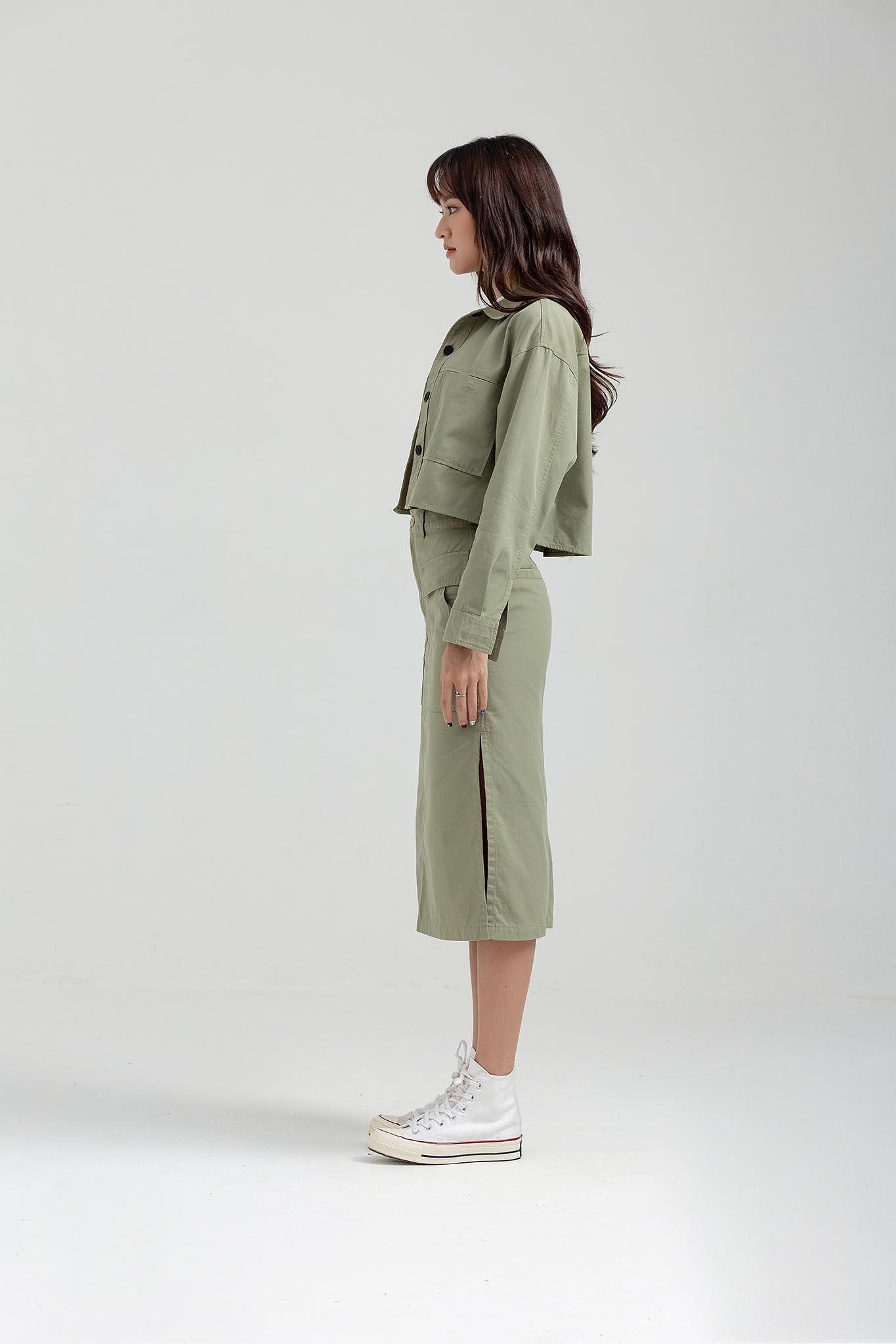 Váy Nữ Midi A Line Xẻ Tà WSK 2016 -