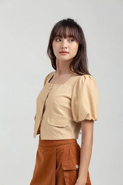 Áo kiểu Nữ Croptop Tay Phồng WBL 2014