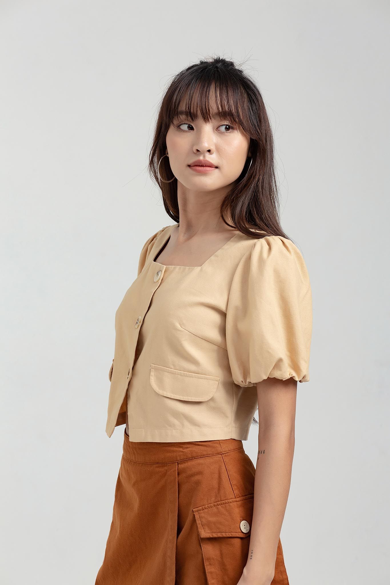 Áo kiểu Nữ Croptop Tay Phồng WBL 2014 -