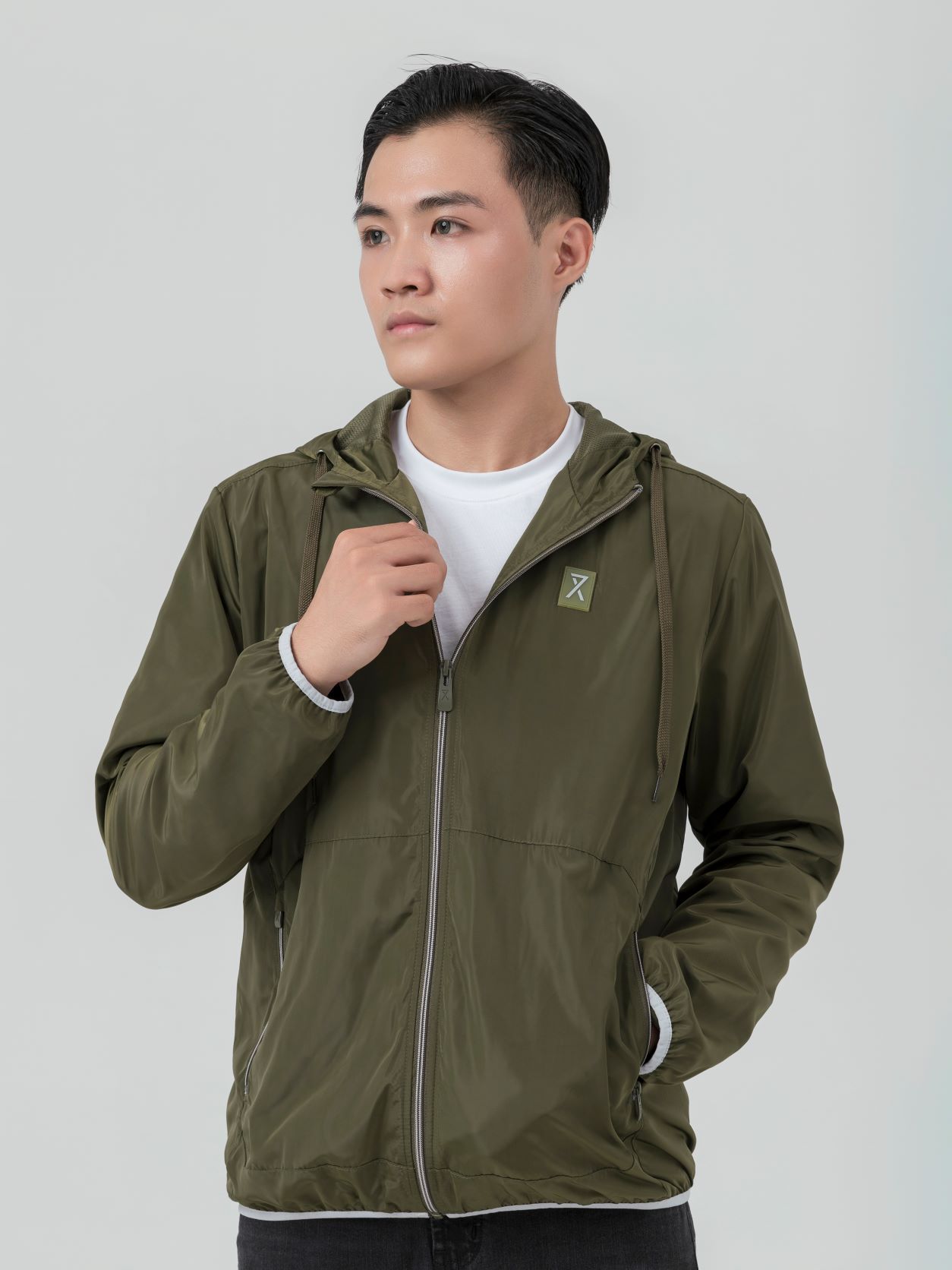 Áo Khoác Dù Nam Basic Phối Dây Kéo Màu MOP 1021 -
