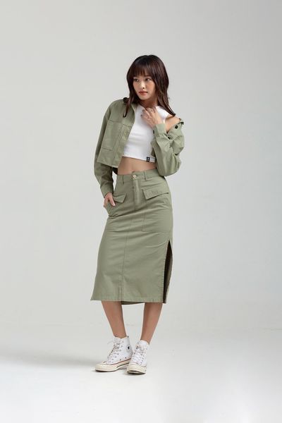 Váy Nữ Midi A Line Xẻ Tà WSK 2016