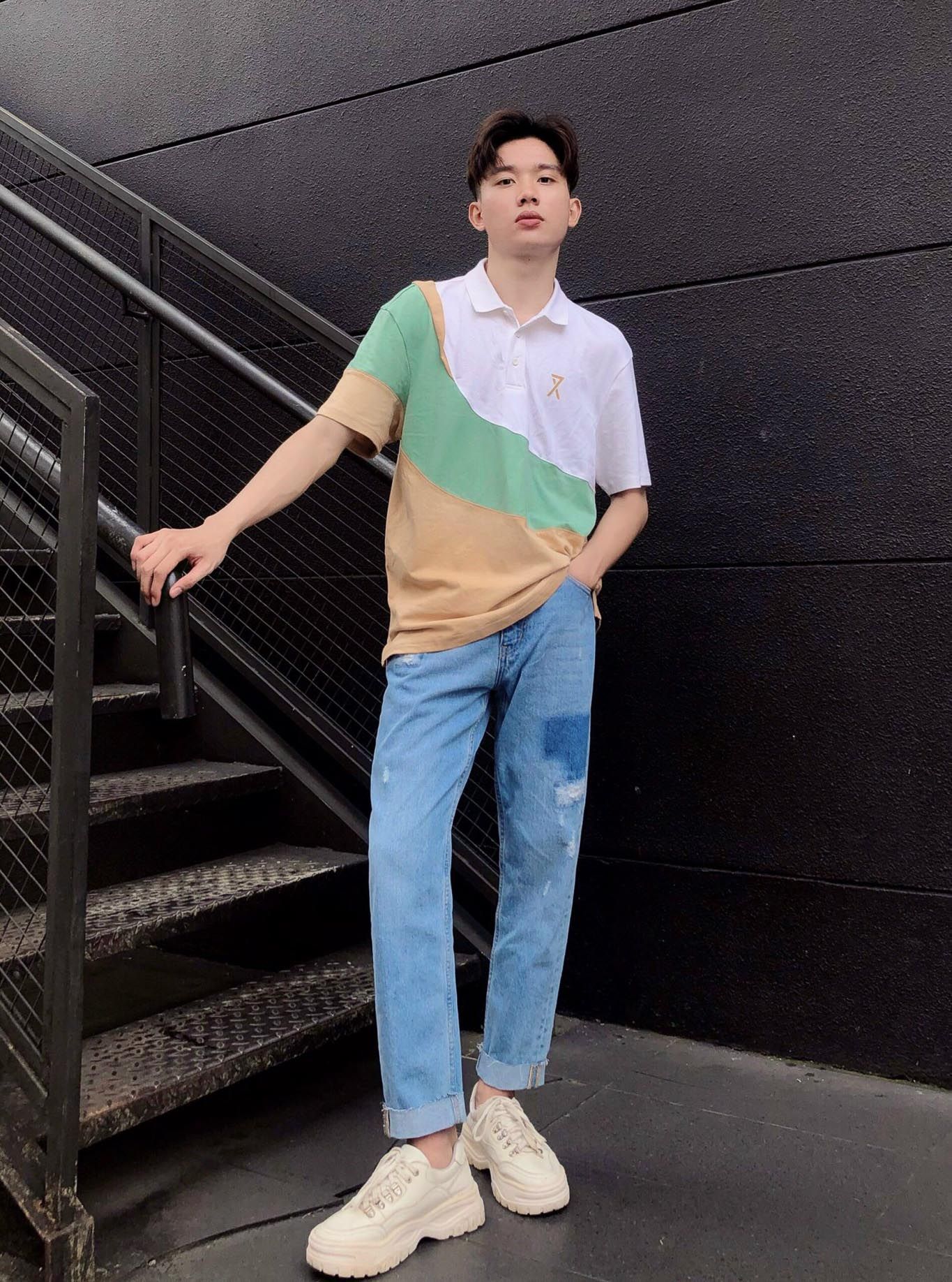 Áo Polo Nam Relax Fit Phối Màu Đắp Vai MPO 1022 - mix