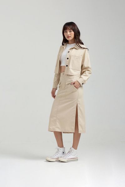 Váy Nữ Midi A Line Xẻ Tà WSK 2016