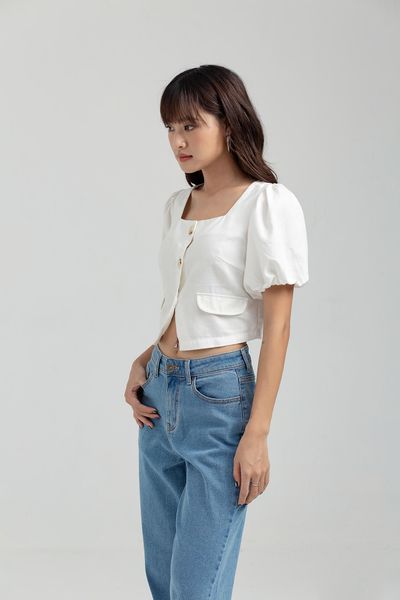 Áo kiểu Nữ Croptop Tay Phồng WBL 2014