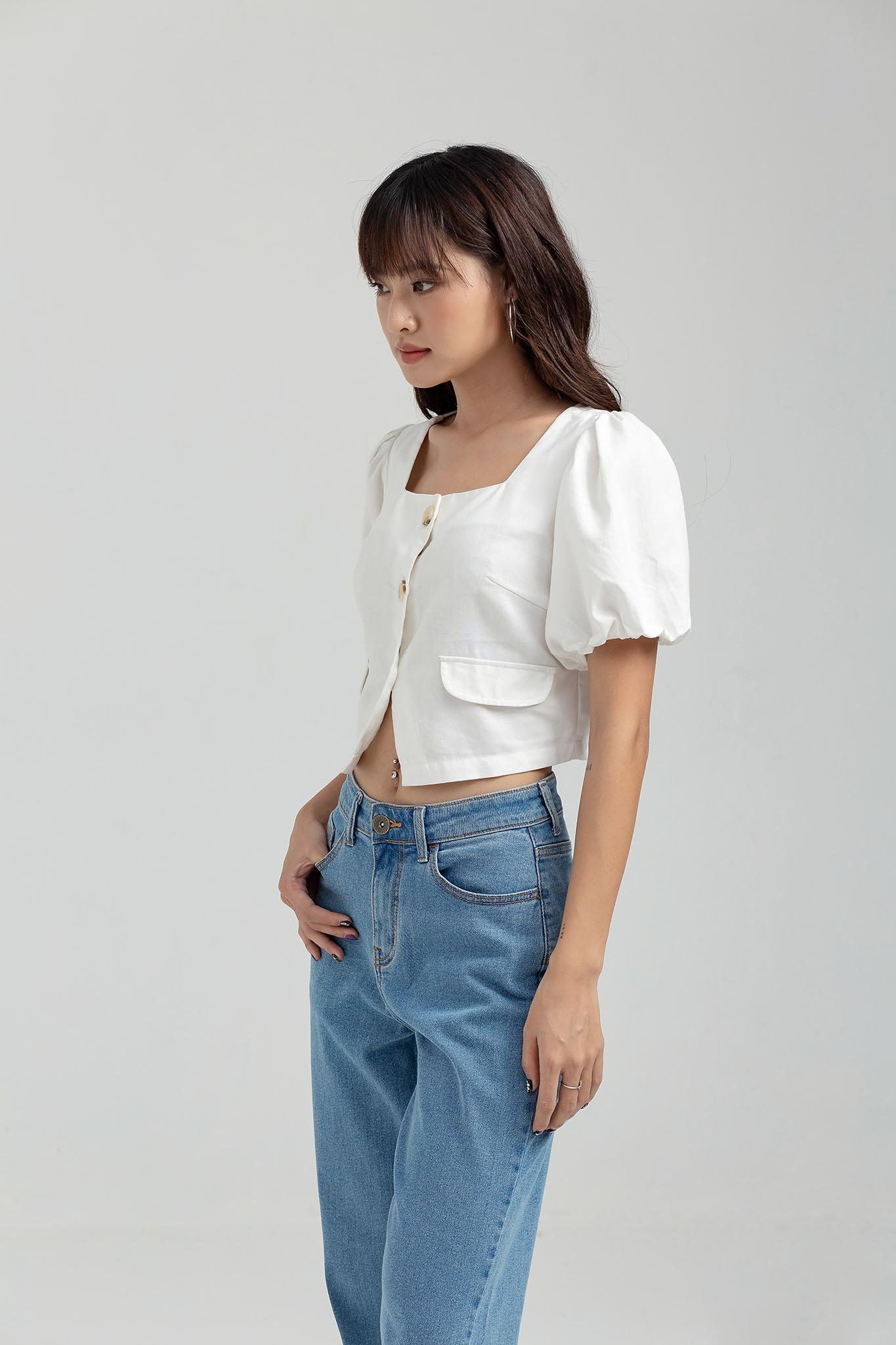 Áo kiểu Nữ Croptop Tay Phồng WBL 2014 -