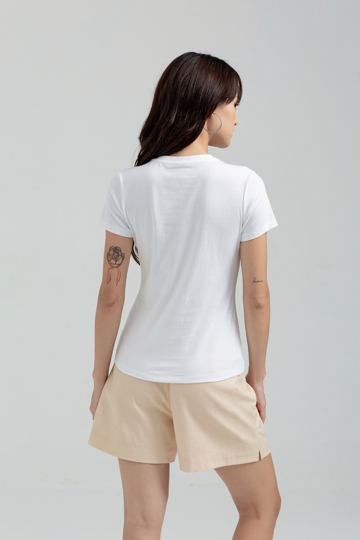 Áo thun Nữ Cổ Tim Basic In Logo X WTS 2174 -