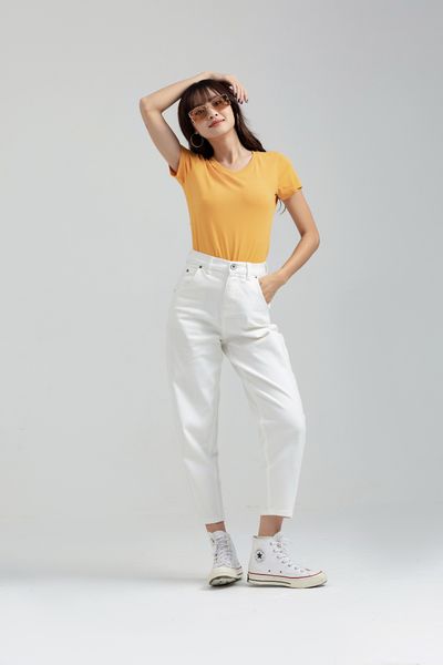 Áo thun Nữ Cổ Tim Basic In Logo X WTS 2174
