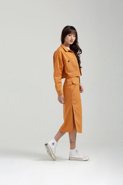 Váy Nữ Midi A Line Xẻ Tà WSK 2016