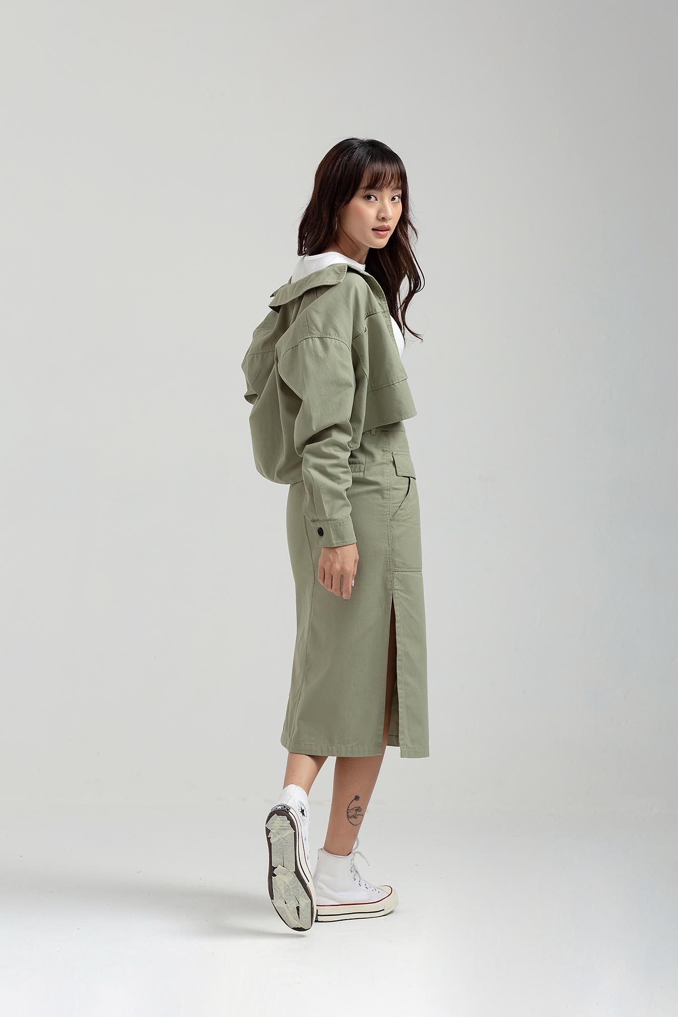 Váy Nữ Midi A Line Xẻ Tà WSK 2016 -