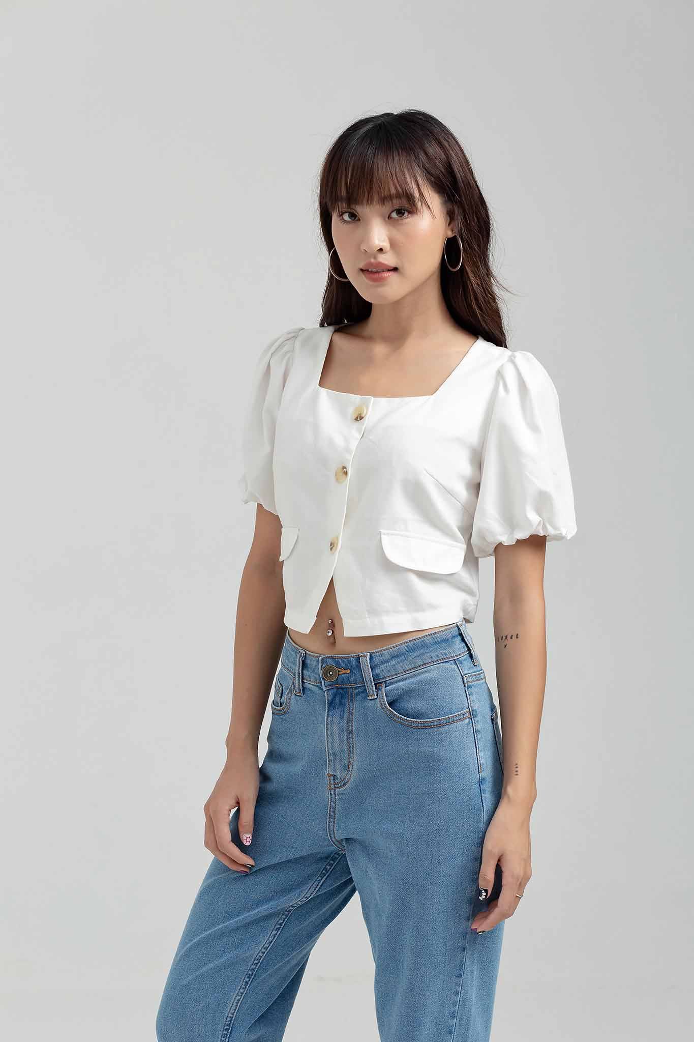 Áo kiểu Nữ Croptop Tay Phồng WBL 2014 -