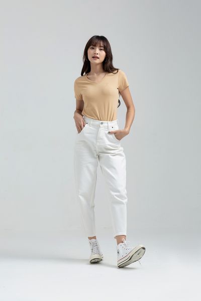 Áo thun Nữ Cổ Tim Basic In Logo X WTS 2174