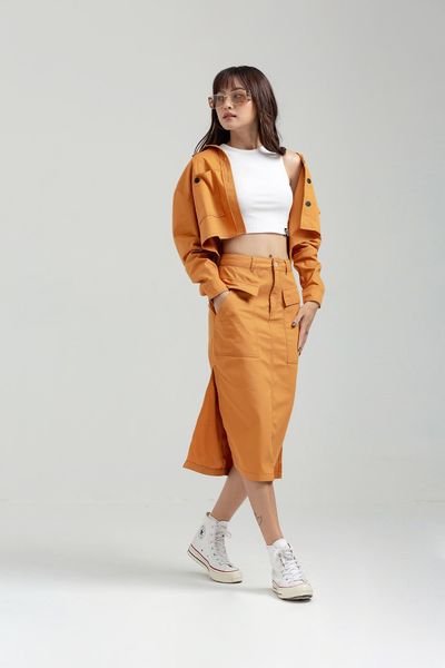 Váy Nữ Midi A Line Xẻ Tà WSK 2016