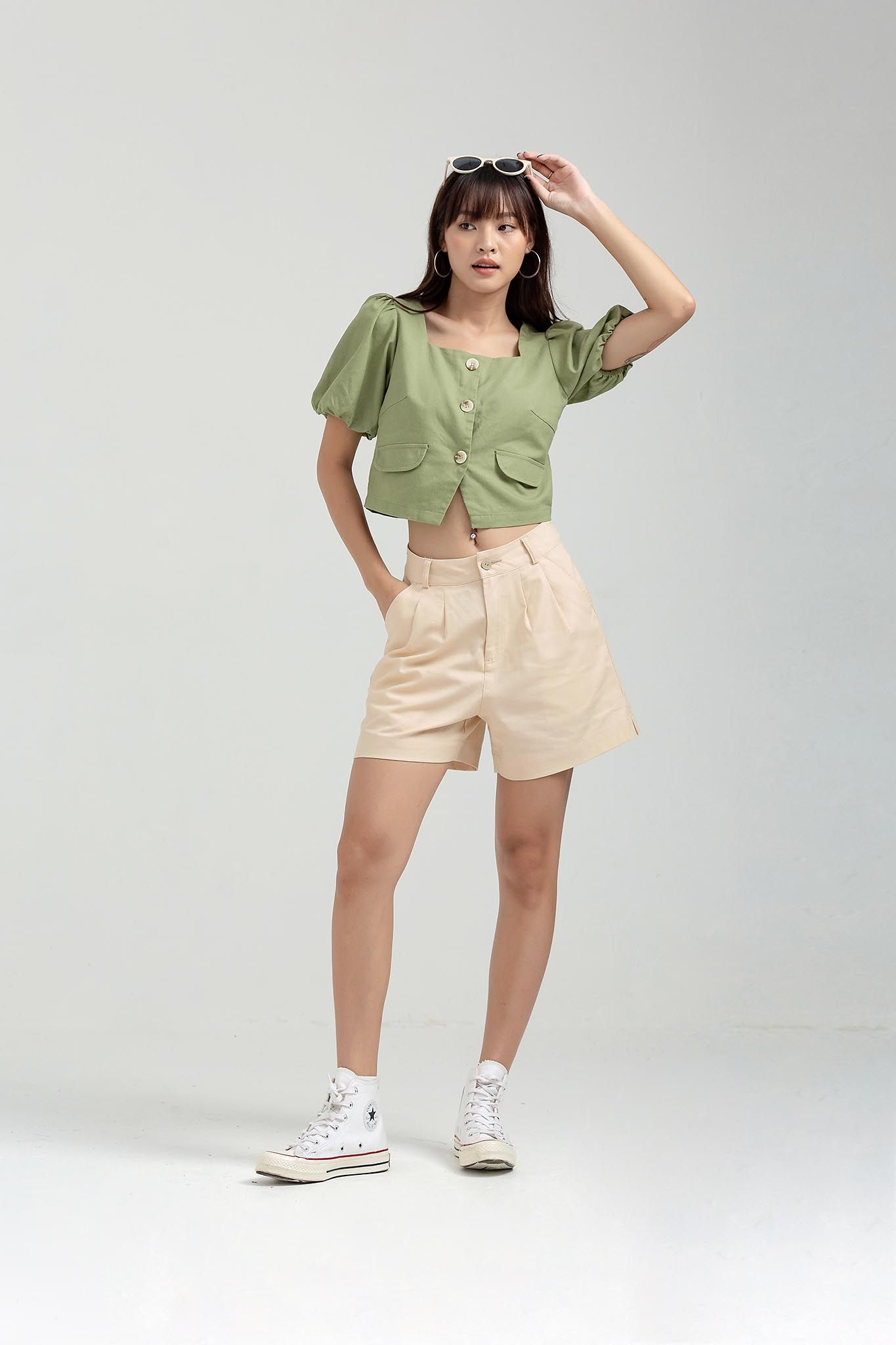 Áo kiểu Nữ Croptop Tay Phồng WBL 2014 -