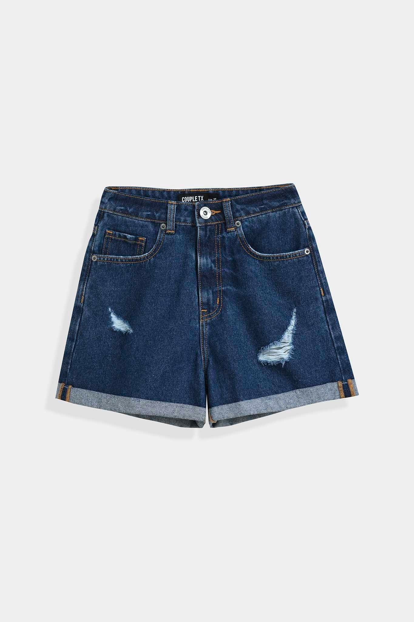 Quần Short Jeans Nữ Loose Fit Wash Rách WSR 2019 -