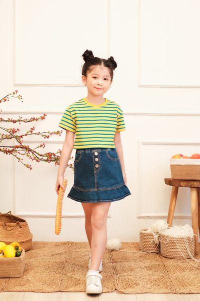 Chân Váy Jeans Bé Gái Đuôi Bèo KSK 5001