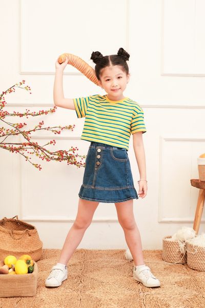 Chân Váy Jeans Bé Gái Đuôi Bèo KSK 5001