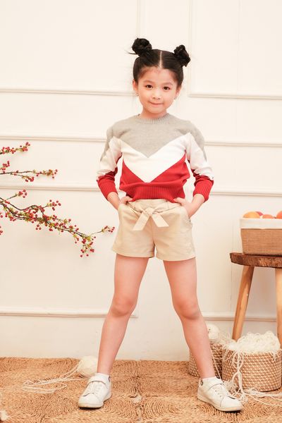 Áo Sweater Len Trẻ Em Dệt Ba Màu OSK 1012