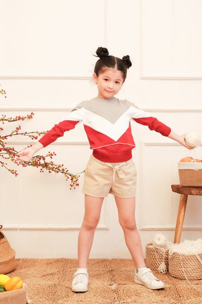 Áo Sweater Len Trẻ Em Dệt Ba Màu OSK 1012
