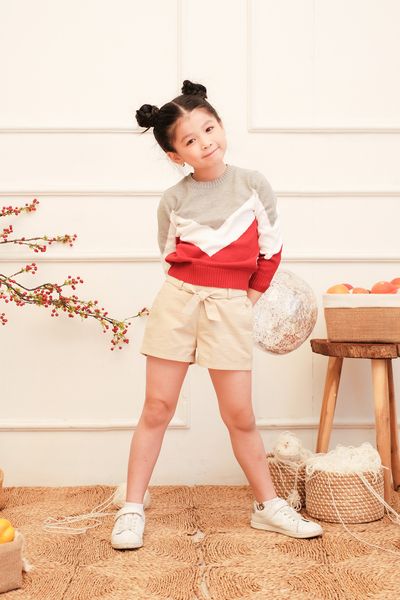 Áo Sweater Len Trẻ Em Dệt Ba Màu OSK 1012