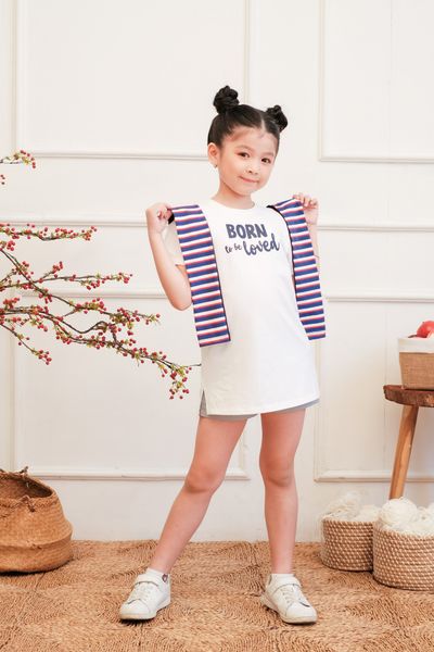 Đầm Thun Trơn Phối Nón Sọc KDR 5001