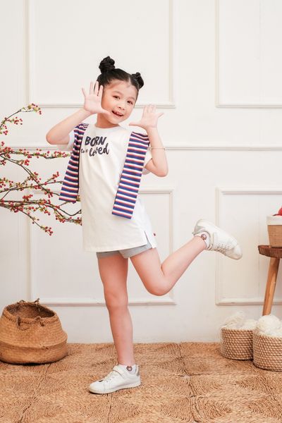Đầm Thun Trơn Phối Nón Sọc KDR 5001