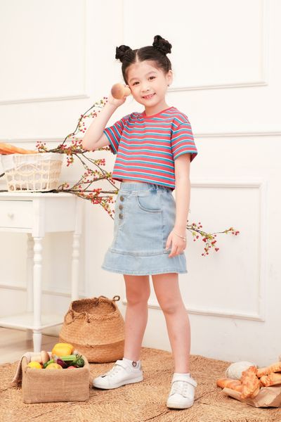 Chân Váy Jeans Bé Gái Đuôi Bèo KSK 5001