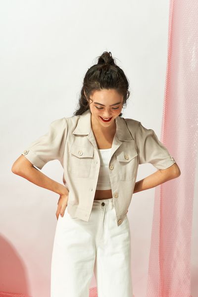 Áo Kiểu Croptop Nút Nữ WSH 2006