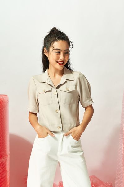 Áo Kiểu Croptop Nút Nữ WSH 2006