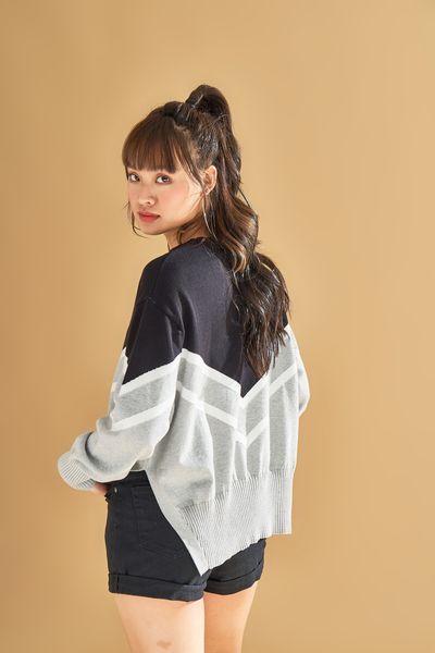 Áo Len Nữ Phối Màu Zigzag WOS 2001