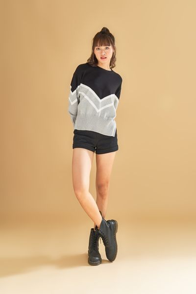 Áo Len Nữ Phối Màu Zigzag WOS 2001