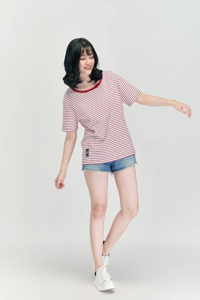 Áo Thun Nữ Sọc Nhỏ Trơn WTS 4061
