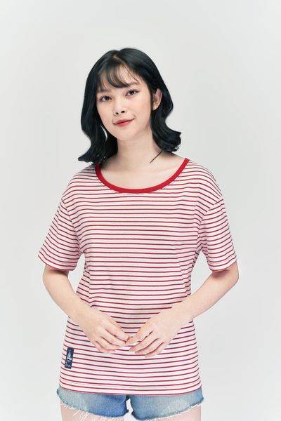 Áo Thun Nữ Sọc Nhỏ Trơn WTS 4061